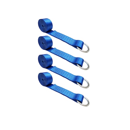 Tie 4 Safe 2" x 10' Lasso Strap w/ O Ring Auto Tie Down Wheel Lift Tow Truck Trailer Blue, 4PK TWS21-510-W9-BU-C-4